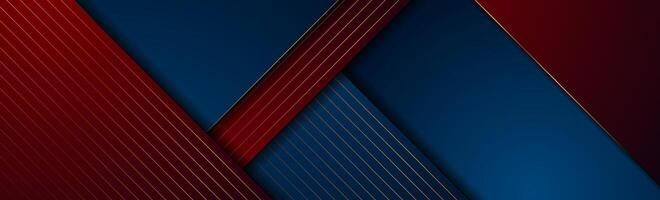 Dark blue, red and golden abstract tech geometric background vector