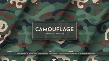 Seamless Camouflage Pattern. War Illustration. Traditional Military Texture. Army Modern Background vector