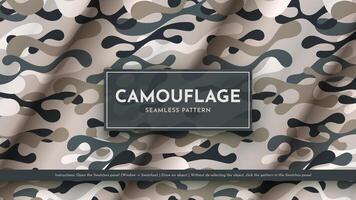 Set 5 Seamless Camouflage Patterns. War Illustration. Traditional Military Texture. Army Background. vector