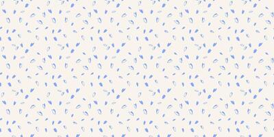 Simple vibrant polka dots, drops, spots seamless pattern. Creative blue tiny random dots, snowflakes, circles, leaflets on a light background. Vector hand drawn sketch shape. Design for surface design