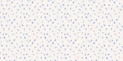 Simple vibrant polka dots, drops, spots seamless pattern. Creative blue tiny random dots, snowflakes, circles, leaflets on a light background. Vector hand drawn sketch shape. Design for surface design