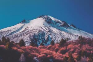 ai generado panorama de nieve montaña rango paisaje con azul cielo. neural red ai generado foto