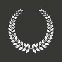 Laurel wreath round stamp frame vector design. Isolated outline illustration. Editable guarantee badge template. Approved seal with copy space. Decorative sticker border on white background