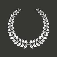 Laurel wreath round stamp frame vector design. Isolated outline illustration. Editable guarantee badge template. Approved seal with copy space. Decorative sticker border on white background