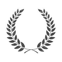 Laurel wreath round stamp frame vector design. Isolated outline illustration. Editable guarantee badge template. Approved seal with copy space. Decorative sticker border on white background