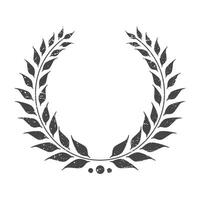 Laurel wreath round stamp frame vector design. Isolated outline illustration. Editable guarantee badge template. Approved seal with copy space. Decorative sticker border on white background