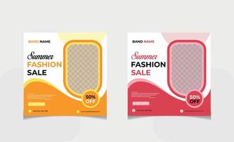Fashion sale social media post template with discount and mega collection, Square banner Suitable for social media post. for post,web. Pro Vector
