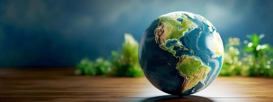 AI generated Illuminated Earth Globe with Focus on the Americas photo