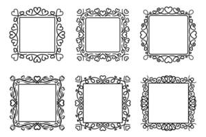 resumen cuadrado marco con corazones. ornamental decorativo fronteras diseños Copiar espacio para tu texto o imágenes vector