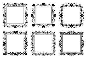 Abstract square frame with hearts. Ornamental decorative borders designs. Copy space for your text or images. vector