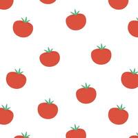 Seamless pattern with tomatoes. Repeating background with vegetables. Hand-drawn vector illustration.