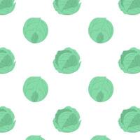 Cabbage pattern. Repeating background with green vegetables. Hand-drawn vector illustration.