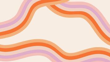 Abstract vector hand drawn background in groovy style with multicolored stripes and copy space. Trendy panoramic template for design banner, advertisement, presentation, discount, sale, social media