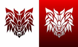 illustration vector graphics of template logo design abstract tattoo in the shape of a wolf