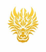 vector graphic illustration of tribal art design dragon face golden color