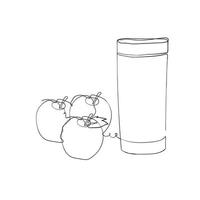 continuo línea dibujo melón jugo en el vaso ilustración vector