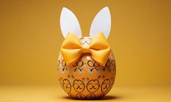 AI generated An Easter paper egg with bunny ears. Created by artificial intelligence. photo