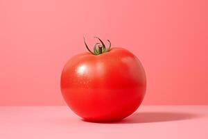 AI generated An appetizing tomato is isolated on a pink background. AI Generative photo