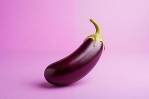 AI generated An appetizing eggplant is isolated. AI Generativeon a pink background. photo