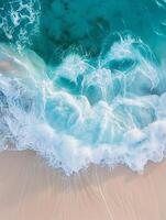 AI generated A background of a beach and waves on white sand. Generated by artificial intelligence. photo