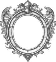 AI generated circle shape shield element with old engraving style vector