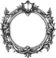 AI generated circle shape shield element with old engraving style vector