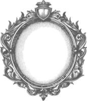 AI generated circle shape shield element with old engraving style vector