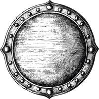ai generado circulo forma proteger elemento con antiguo grabado estilo vector