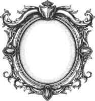 AI generated circle shape shield element with old engraving style vector