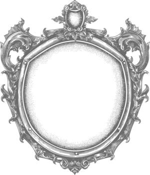 AI generated circle shape shield element with old engraving style vector