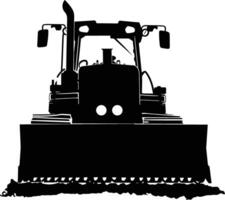 AI generated Silhouette Bulldozer construction heavy machine equipment black color only vector