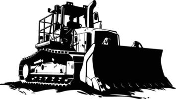 AI generated Silhouette Bulldozer construction heavy machine equipment black color only vector