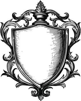 AI generated shield element with old engraving style vector