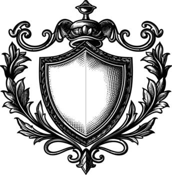 AI generated shield element with old engraving style vector