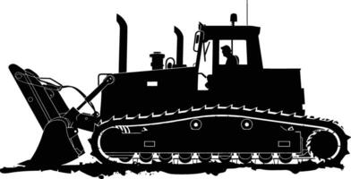 AI generated Silhouette Bulldozer construction heavy machine equipment black color only vector