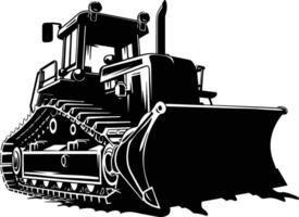 AI generated Silhouette Bulldozer construction heavy machine equipment black color only vector