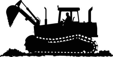 AI generated Silhouette Bulldozer construction heavy machine equipment black color only vector