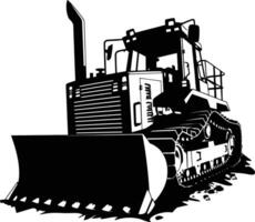 AI generated Silhouette Bulldozer construction heavy machine equipment black color only vector