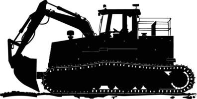 AI generated Silhouette Bulldozer construction heavy machine equipment black color only vector