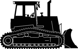 AI generated Silhouette Bulldozer construction heavy machine equipment black color only vector