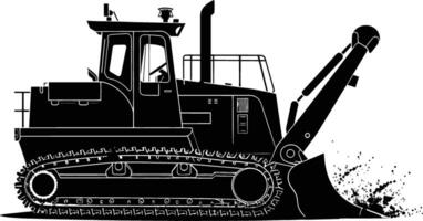 AI generated Silhouette Bulldozer construction heavy machine equipment black color only vector