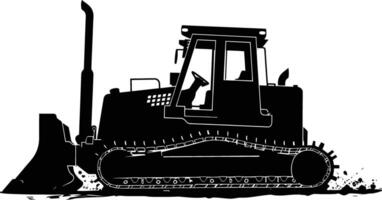 AI generated Silhouette Bulldozer construction heavy machine equipment black color only vector