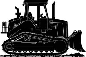 AI generated Silhouette Bulldozer construction heavy machine equipment black color only vector