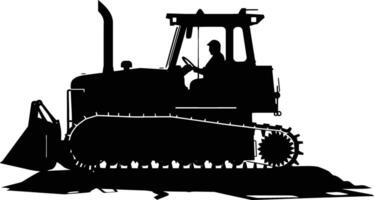 AI generated Silhouette Bulldozer construction heavy machine equipment black color only vector