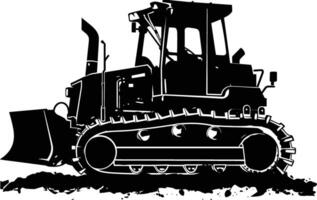 AI generated Silhouette Bulldozer construction heavy machine equipment black color only vector