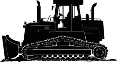 AI generated Silhouette Bulldozer construction heavy machine equipment black color only vector