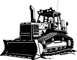 AI generated Silhouette Bulldozer construction heavy machine equipment black color only vector