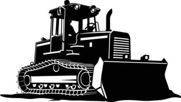 AI generated Silhouette Bulldozer construction heavy machine equipment black color only vector