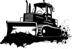 AI generated Silhouette Bulldozer construction heavy machine equipment black color only vector