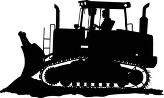 AI generated Silhouette Bulldozer construction heavy machine equipment black color only vector